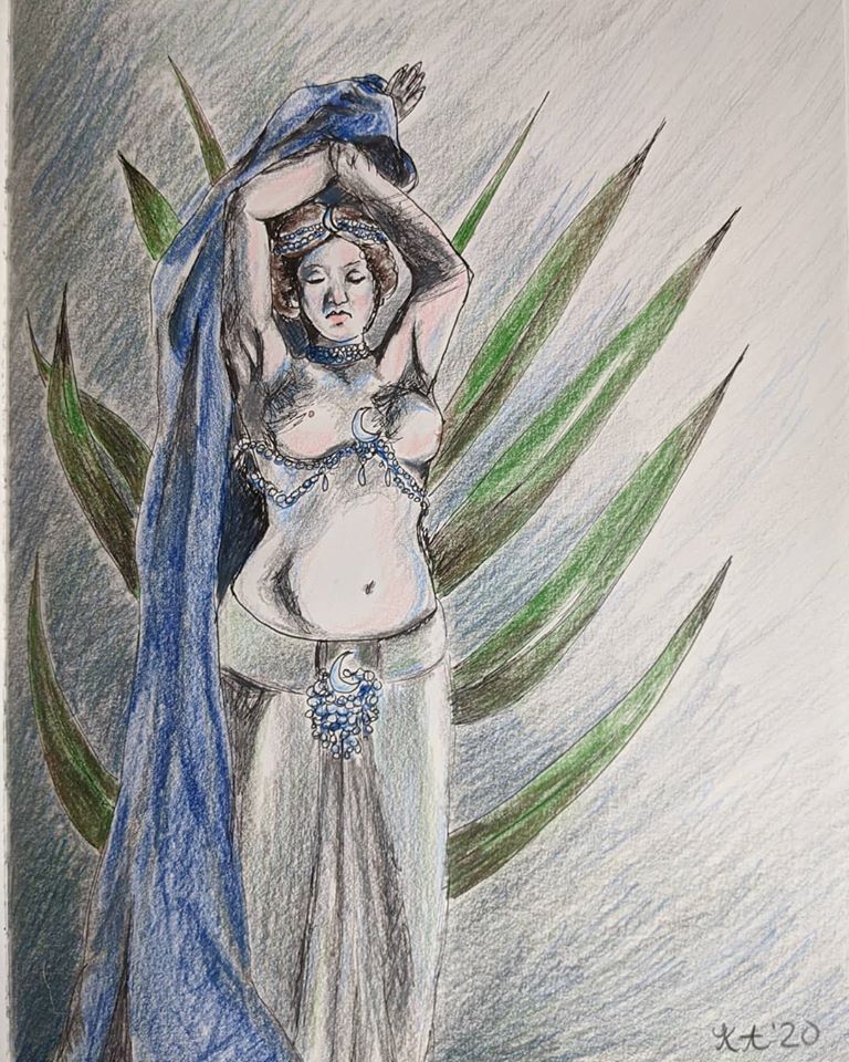 drink and draw- moon goddess